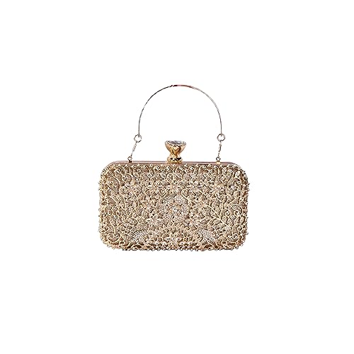 CORIOS Rhinestone Evening Clutch for Women - Sparkly Sequin Purse, Crystal Handbag, Glitter Shoulder Crossbody Bag for Bridal Wedding, Cocktail Prom Party Banquet - Gold