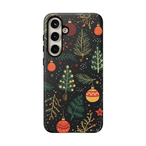 Coque Samsung S24 Plus ornements de Noël et branches de pin rigide mate