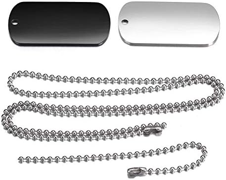 MicVivien Army Style Double Dog Tag Pendant Mens Necklace, Biker 70cm Ball Chain