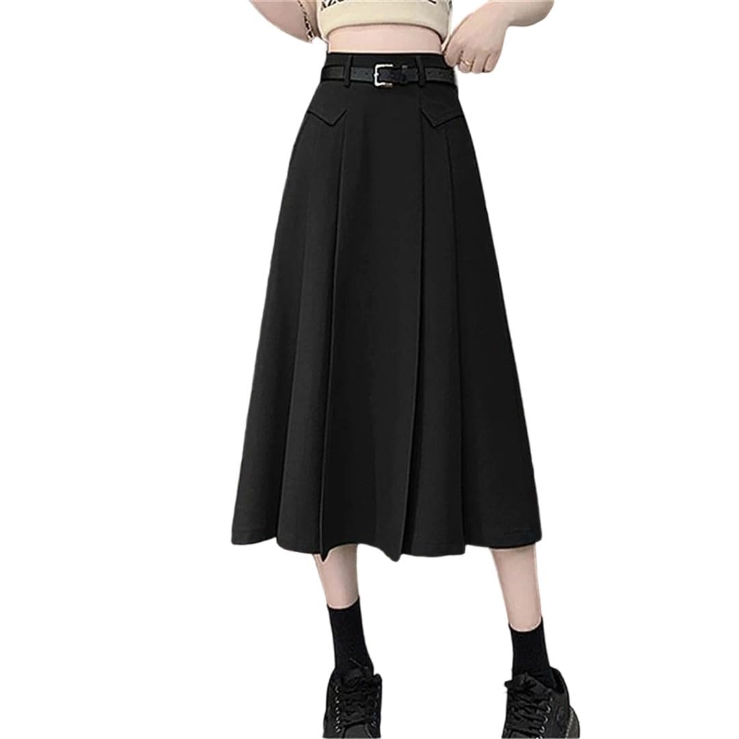 WomenS Pleated Suit Skirt High Waist Office A-Line Skirt