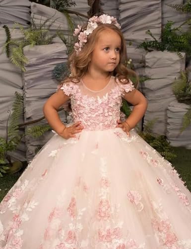 Flower Girl Dress for Wedding Lace Appliques First Communion Dress for Girls Tulle Pageant Princess Ball Gown3