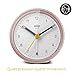 Braun Classic Analogue Alarm Clock with Snooze and Light, Quiet Quartz Movement, Crescendo Beep Alarm in White and Rose, Model BC12PW.