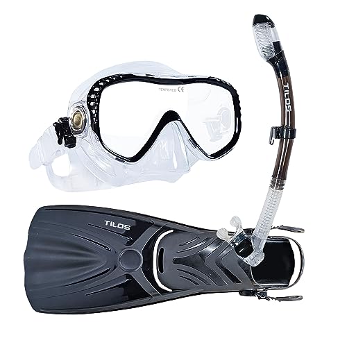 Tilos Visionary Máscara con Snorkel Seco Diver Sleek y Aletas Aubade OH Paquete
