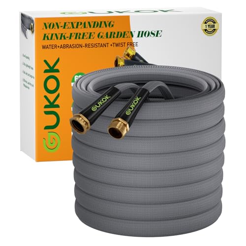 GUKOK Garden Hose 100 FT, Non-Expanding Water Hose, Ultra-Light & Flexible, Burst-Resistant, Kink-Free, High-Pressure Garden Hose All-Weather Use for Lawns, Gardens, and Outdoor Cleaning