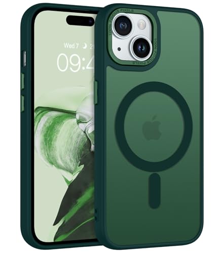 BENTOBEN Funda Magnética para iPhone 15 Plus, iPhone 14 Funda 6,7'' [Compatible con Magsafe] Carga Inalámbrica Carcasa iPhone 14/15 Cover Translúcido Mate Protección Grado Militar Anti-Arañazos -Verde