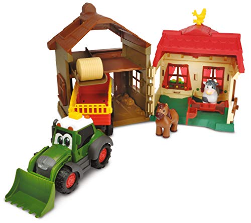 Dickie Toys 203818000 Happy Farm House, Abenteuer auf dem Bauernhof, Set für Kinder ab 1 Jahr, Traktor, mit Tieren, Licht & Sound