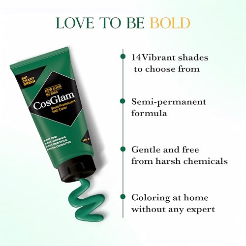 Image of Semi Permanent Hair Color for Women & Men, (120g, #41 Crazy Green) Enriched with Conditioner, Glossy Finish, No Ammonia, No Peroxide & Non Oxidative, Vegan Highlights Colorful Hair Dye