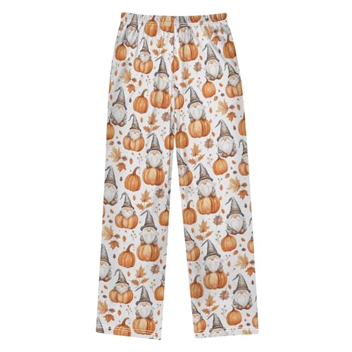 Gnome and Maple Leaves Pumpkins Boys Pants for Kids Jogger Pants with Pockets S2