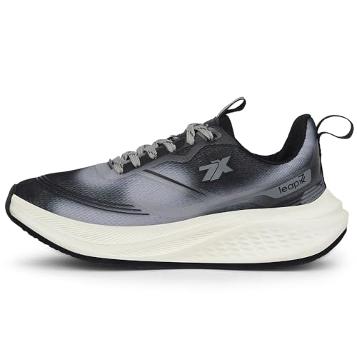 Image of Liberty Leap7x BESTIO-1E Lacing Sports Running Shoes for Men - Grey & Dark Grey | Comfortable and Durable Lace-Up Closure - Suitable for Lacing Walking, Gym, Jogging Shoes for Gents, Cushioned Footbed