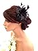Produktbild Feather and Flower Hair comb slide Fascinator with Glittery Spotty net Bridal Wedding Races Prom (Black) by Inca