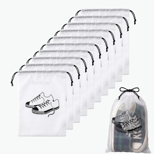 Image of Solitude Pack of 10 Shoe Bags for Travel, Drawstring Travel Shoe Bags for Packing, Dustproof Portable Travel Shoe Storage Bag for Men and Women