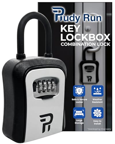 Rudy Run Key Lock Box for Outside – Small Outdoor Lockbox for Keys with Code, 4-Digit Combination Hidden Safe to Hide a Key Outside, Portable Safe Key Storage, 6.7 in, 1 Pack