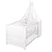 roba Komplettbett Set 'Fox and Bunny', Babybett weiß inkl. Bettwäsche, Himmel, Nest, Matratze, Kombi Kinderbett 70x140cm umbaubar zum Junior Bett