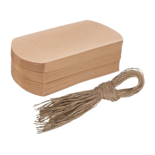 ABOOFAN 50個クラフト紙製ピローボックス 小型紙箱 キャンディパッケージボックス 結婚式 引き出物 食品用 お菓子入れ パーティー お土産 小物入れ