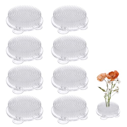8pcs Flower Frogs for Arrangements Transparent Ikebana Vase Insert Secure Floral Arrangement Holders for Wedding Bouquets and Home Decor Floristry Supplies with Diamond File