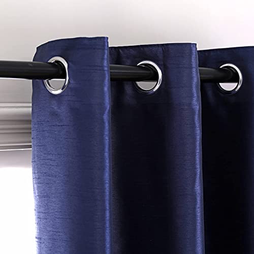 Image of GYROHOME Extra Wide Navy Blueout Curtain for Sliding Glass Door, Faux Silk Navy Blueout Curtains Fully Lined Solid Window Treatment Drapes (1Panel,100x108inch,Navy Blue)