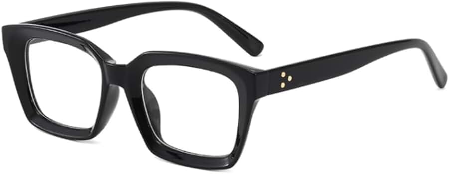 スタイリッシュ四角形メガネ ブラック/クリア Amazon | [YGGSTORE] 極太フレーム 黒縁 スクエア 伊達メガネ