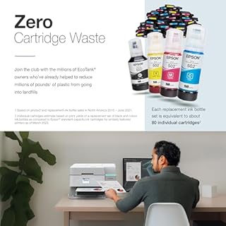 Epson EcoTank ET-3943 Wireless All-in-One Colour Supertank Printer with up to 3 Years of Ink, Refillable Tanks, Perfect for Home Office, 17 PPM, 2.4" Colour Screen, Auto Document Feeder – White