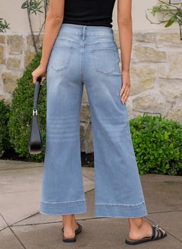 Dokotoo Womens Summer Jeans High Waisted Wide Leg Baggy Jeans for Women Stretch Denim Pants - Image 5