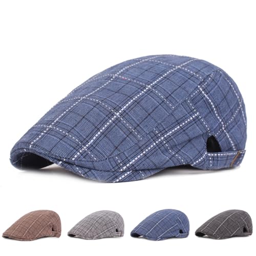 Image of Quanhaigou Men's Cotton Flat Ivy Gatsby Newsboy Driving Hat Adjustable Irish Cabbie Ivy Driving Hunting Cap