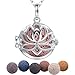 INFUSEU Aromatherapie Aroma Diffuser Kette, Lotus Versilbert Frauen Duftstein Halskette Klassischen Anhänger mit 5 Lavastein Diffuser & Kette 24 MI 4 günstig Kaufen-INFUSEU Aromatherapie Aroma Diffuser Kette, Lotus Versilbert Frauen Duftstein Halskette Klassischen Anhänger mit 5 Lavastein Diffuser & Kette 24