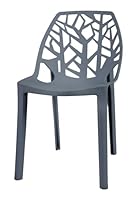 Generisch 4er Set Kunststoffstühle Luna Grau MODERN für Garten, Wohnzimmer, Balkon
