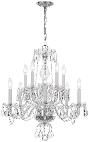 Traditional Crystal 10 Light Clear Crystal Polished Chrome Chandelier