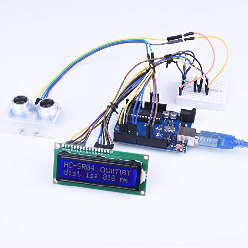 Quimat Project Complete Ultimate Starter Kit Compatitable with ArduinoIDE,Development Board,Expansion Board,LCD1602, HC-SR501, Ultrasonic Sensor Module with Bracket and Tutorial (69 Items) QK27