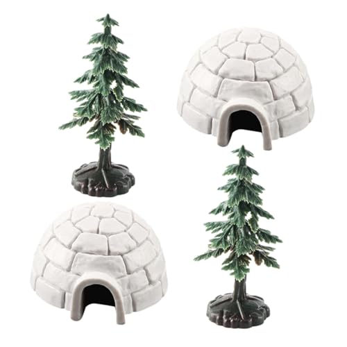 Levemolo ミニチュア氷屋模型 クリスマスツリー付きマイクロ風景装飾 軽量プラスチック製 静的飾り付け 多用途サンドテーブル用