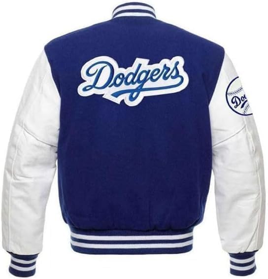Baseball varsity jacket - LA blue and white letterman jacket for men.2