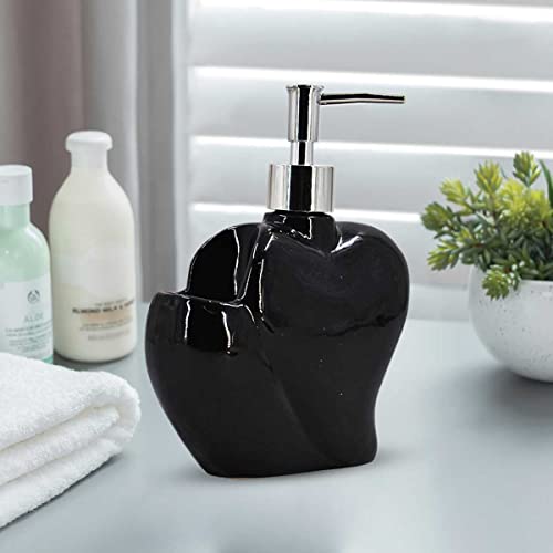 Image of SaSaSa Ceramic Soap Dispenser for Bathroom handwash, refillable Pump Bottle for Kitchen Hand wash Basin, Set of 1, Black (8028)