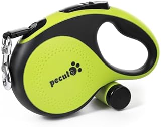 pecute Retractable Dog Leash with Poo Bag Holder, 8m/26.2ft Dog Leash with 360° Tangle-Free Extended Leash, Anti-Slip Handle and Quick Brake Button, Suitable for Dogs Up to 110lbs/50kg in Weight