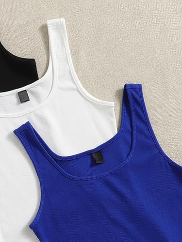 Image of Women's 1x1 Rib Cotton Stretch Tank Top Sleeveless Basic Vest Pack of 3