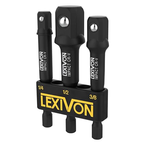 LEXIVON Adaptateur Douille Visseuse 3 Pièces (7,5 cm) Porte Embout Visseuse a Choc, Adaptateur 1/4