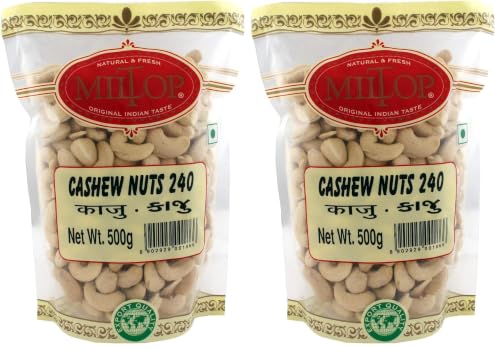 Image of Miltop Big Size Cashew Nuts W240, 500g (Pack of 2)