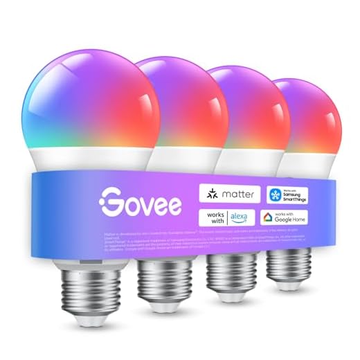 Govee Bombilla LED E27 Inteligentes WiFi y Bluetooth, Funciona con Alexa Google Assistant Home App, 16 Millones de Colores DIY RGBWW, Sincronización de Música Bombilla Inteligente, Juego de 4