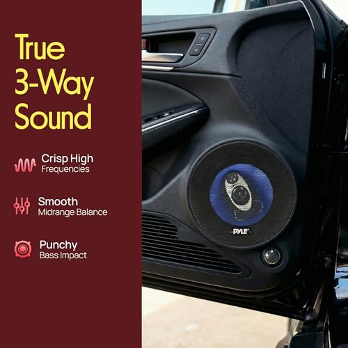 Image of Pyle 6.5 inch Three-Way Sound Speaker System - 180 W RMS /360W Power Handling w / 4 Ohm Impedance and 3 /4'' Piezo Tweeter for Car Component Stereo, Round Shaped Pro Full Range Triaxial Loud Audio