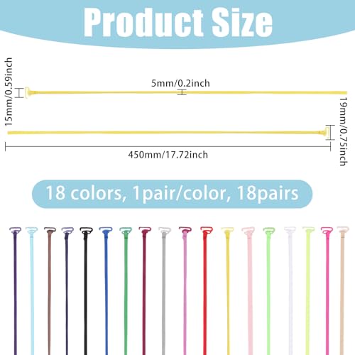 Image of FREEBLOSS 18Pairs Halter Neck Bra Straps Replacement 18 Colors Decorative Bra Straps for Women Adjustable Bathing Suit Strap