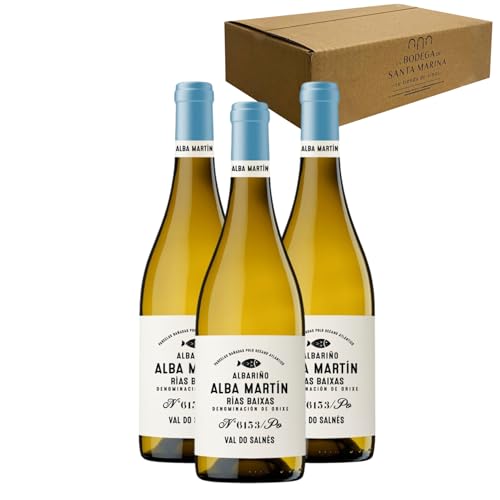 Alba Martín Albariño - Ideal para Maridar con Pescados y Arroces - Pack 3 Botellas 75cl