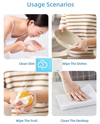 Disposable Face Towel GBB Cotton Facial Extra Thick Face Wipes Wet and Dry Face Cloths Lint Free Soft Dry Wipes for Sensitive Skin/Baby Care/Makeup Removing/Surface Cleaning (1 pack) - Image 4