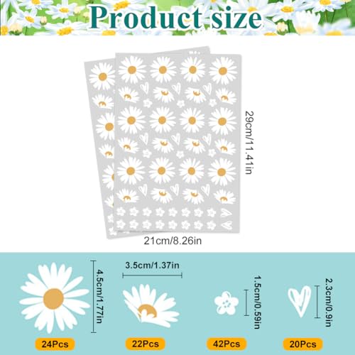 Daisy Bike Stickers, 2 Sheets Bike Frame Stickers Waterproof Bicycle Stickers Daisy Flower Stickers for Girls Bike Frame Decorative - Image 2