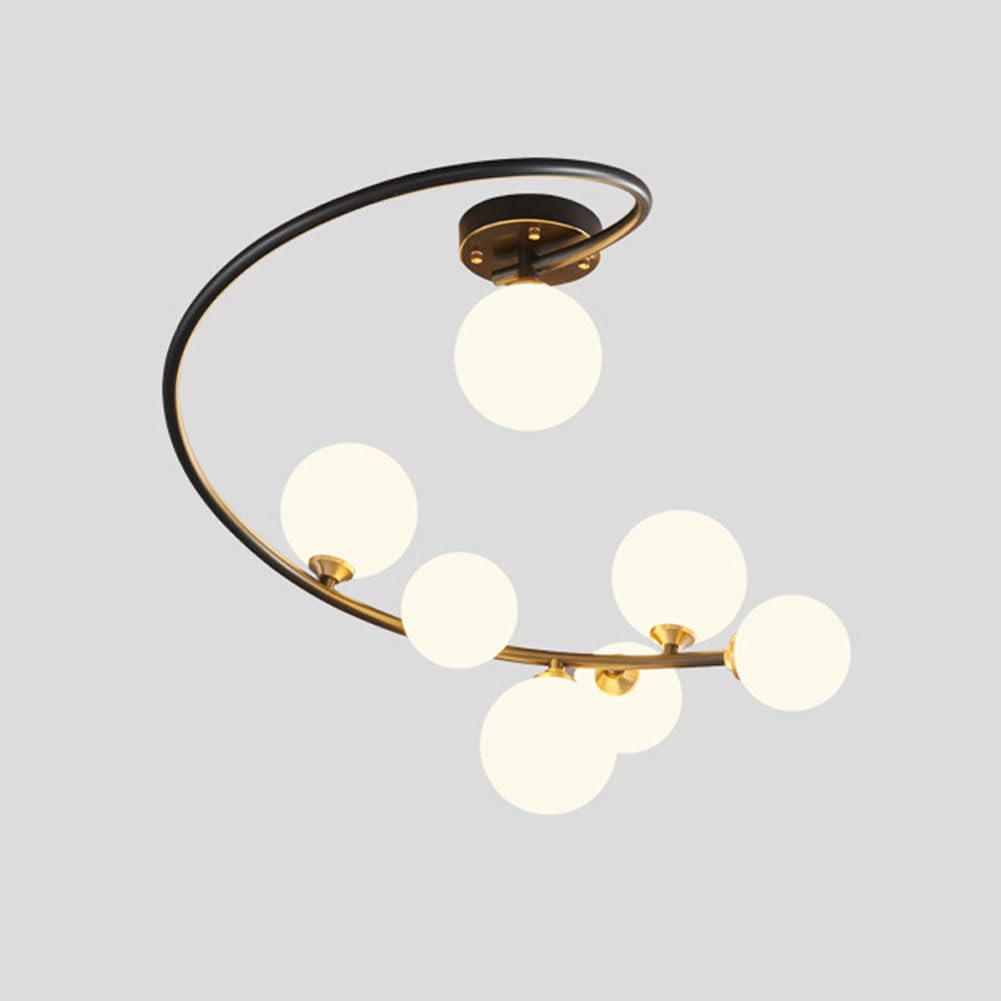 KXEcoLife G9 modern full copper orb magic bean chandelier, simple irregular ceiling lamp, Scandinavian creative for room bedroom,7 heads