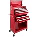 Arebos Carro de Taller 9 Compartimentos | Recubrimiento Antideslizante | Fijación de la Caja móvil y extraíble | Central se Puede Cerrar | rodamiento de Bolas | Freno de estacionamiento | Rojo