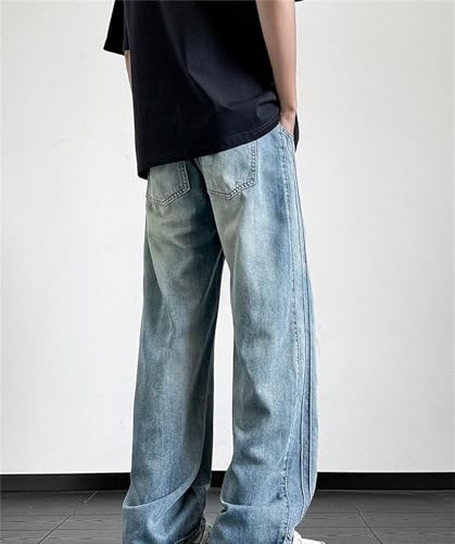 Mens Jeans Summer Lightweight Straight Denim Pants High Street Wide Leg Casual Fashion Trousers3