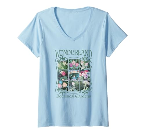 T-shirt col V Disney Alice in Wonderland haut femme fleurs