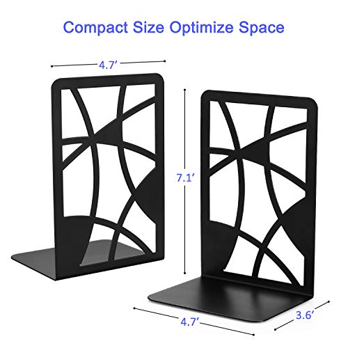 Bookends, Book Ends, Veecom Black Bookends for Heavy Books, Metal Book Ends for Office Decorative, Non Skid Book Holders for Shelves, 3 Pair Bookend Heavy Duty Book Stoppers - Thumbnail 7