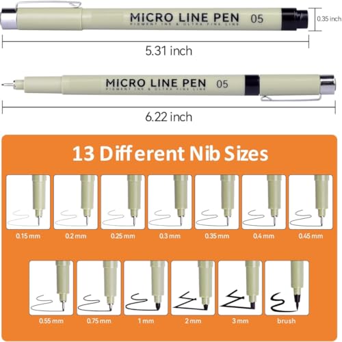 Image of TAZLYN 12 pcs black fine liners pen mandala art pens doodle micron pens set artline fineliner pens microtip pen Waterproof, Fade-Proof, Smudge Proof Drawing Pens for Sketching Anime Artist Drawing