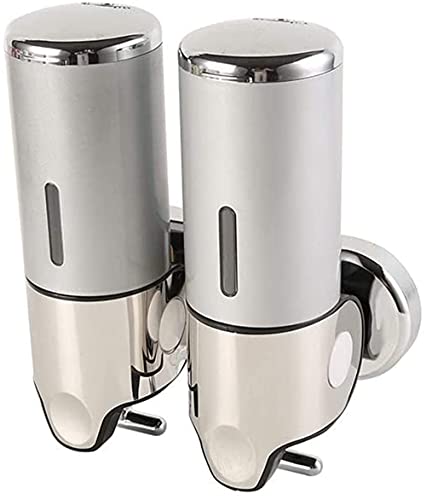 Dispenser Doppio Sapone Liquido Doccia - 2×300ml, Manuale, Con Finestra Visiva, Champagne Oro - Foto 2