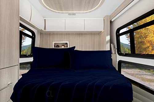 Rv King 72" X 80" 100% Cotton Sheet Set-Rvsheets Custom Cotton Bed Sheets-Rv King Sheets 72 X 80 Deep Pocket-Rv Short King Sheets 72 X 80 For Motorhomes-Rv King Sheets For Camper(Navy Blue) #TOP10
