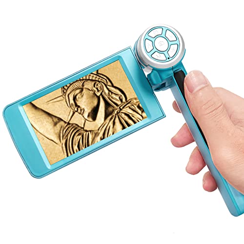 Andonstar AD203 Handheld Digital Microscope, Portable Pocket Microscope with 4'' LCD Screen for Kids and Adults, Blue, Electronic FHD Video Microscope, Supports Windows Mac PC, USB Coin Microscope